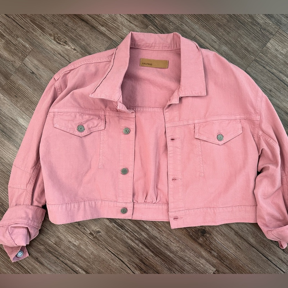 Grlfrnd Pink Denim Cropped Jacket